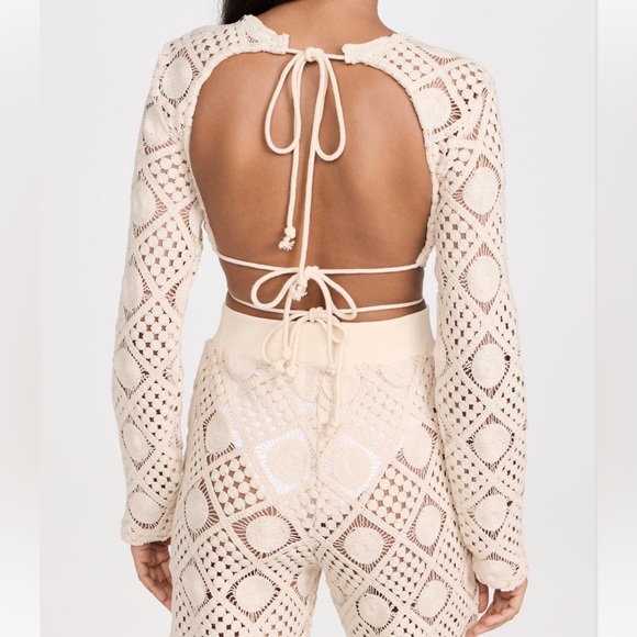 Andrea Iyamah Hira Cream Crochet Top - Picture 6 of 6